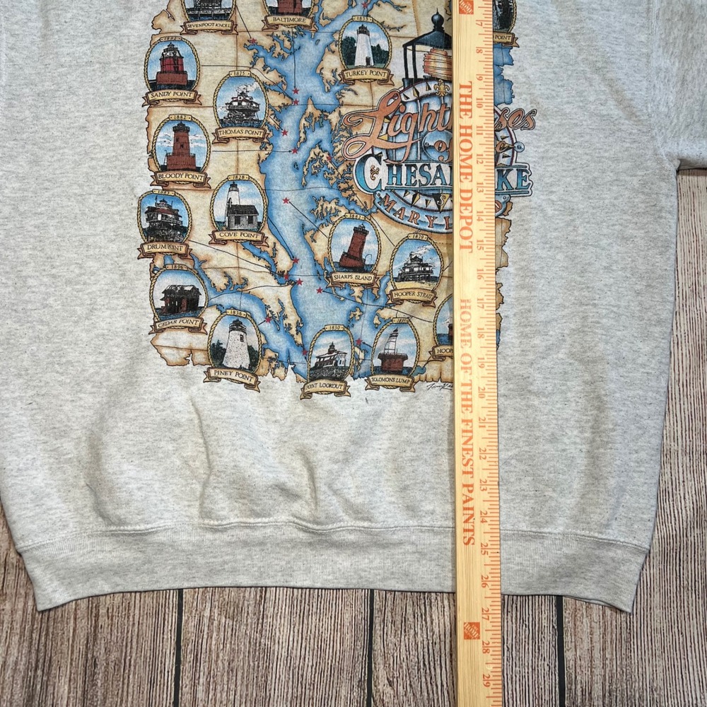 VTG 90s Lighthouses of the Chesapeake Bay Maryland Graphic Sweatshirt Womens XL - Picture 7 of 10